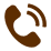 Brown curved phone icon with receiver, indicating contact or customer service communication.