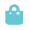 Shopping bag icon in turquoise blue on white background for e-commerce or retail purchases.